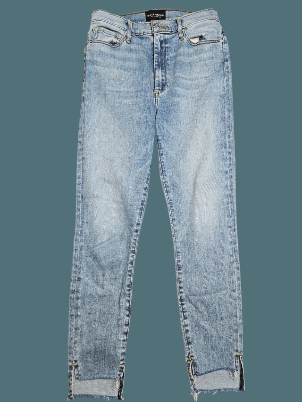 Black Orchid Miranda Off Step High Rise Skinny Raw Cut Hems Jeans Women Size 28